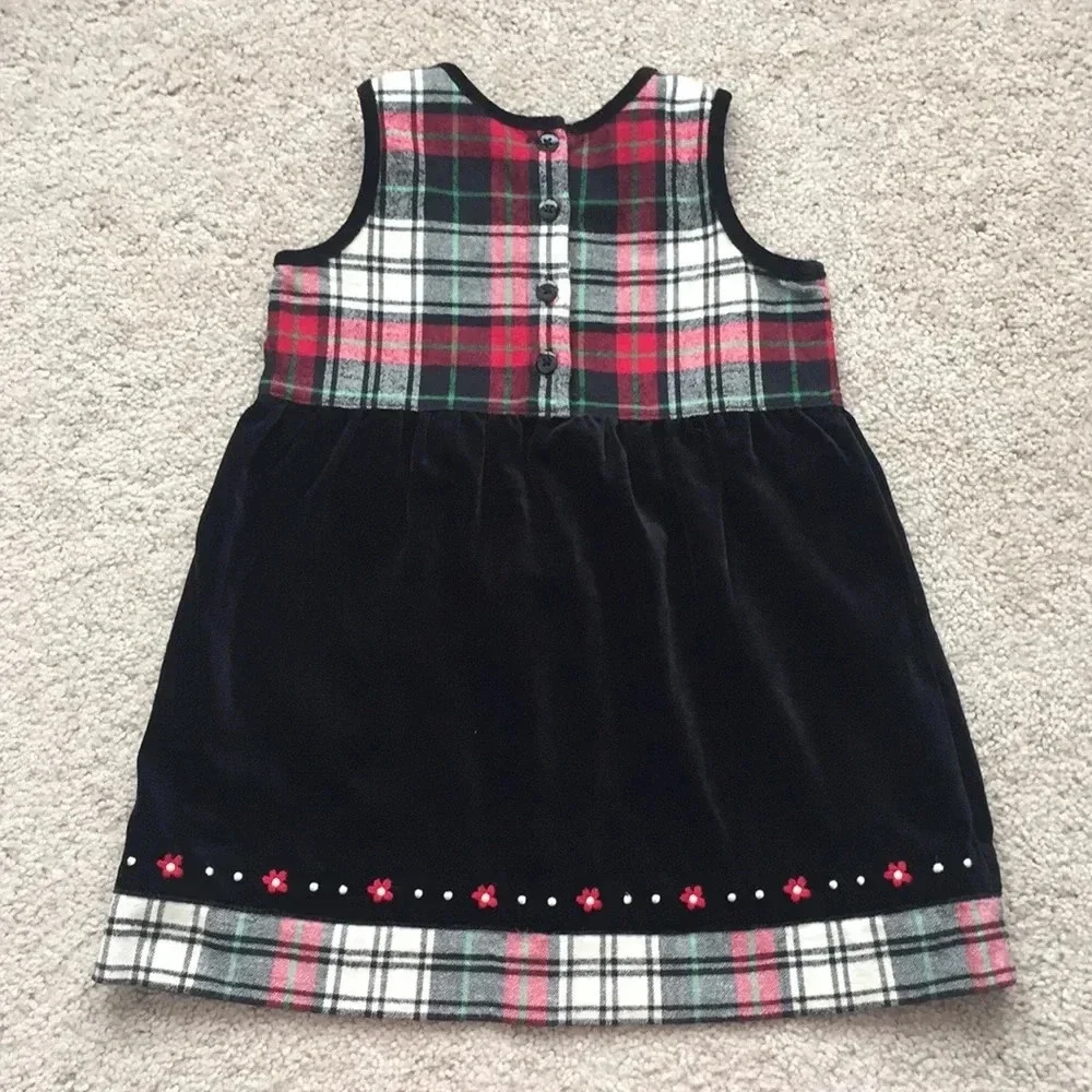 Hanna Anderson black and plaid dress sz 90
